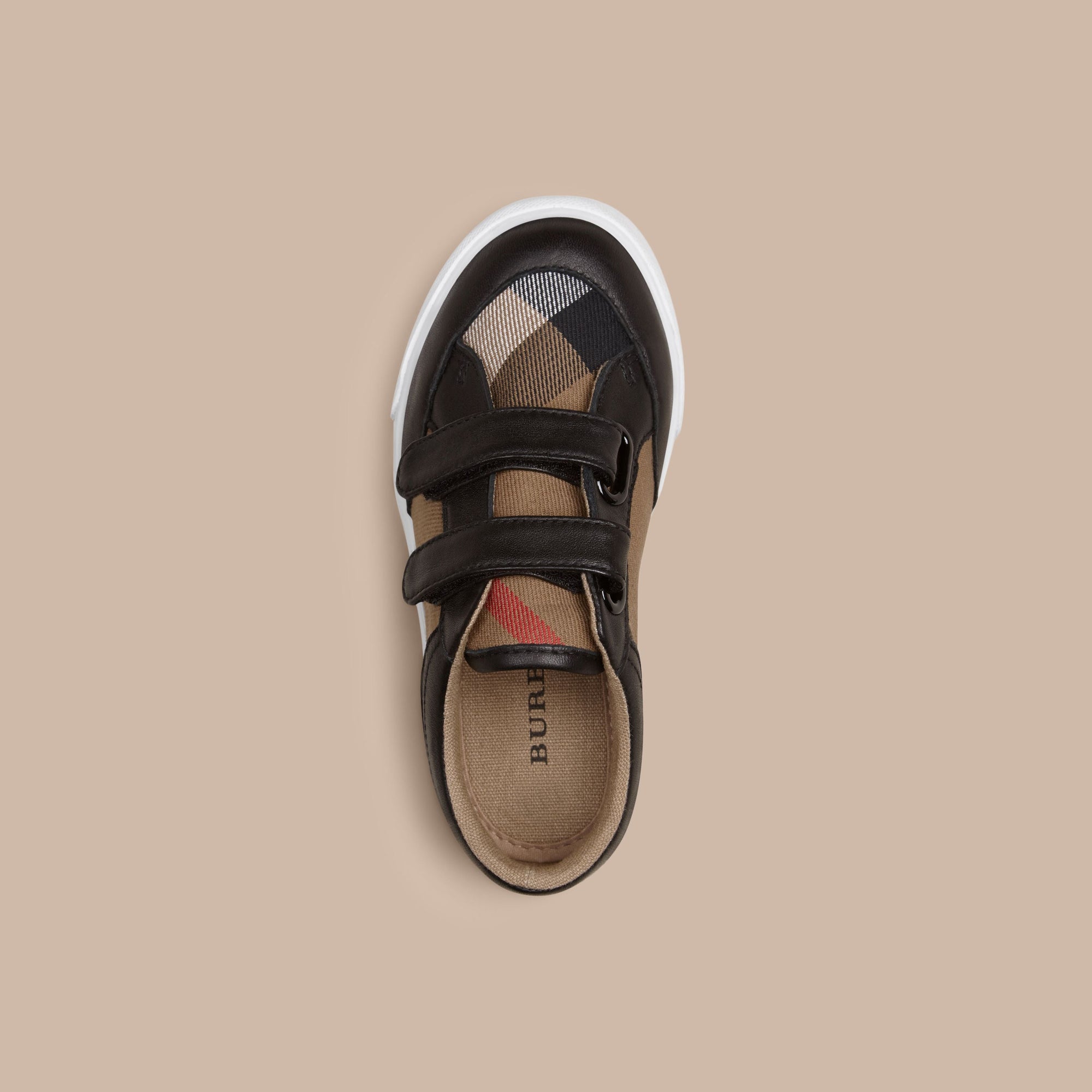 Sneakers en coton House check et cuir - Black