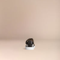 Sneakers en coton House check et cuir - Black