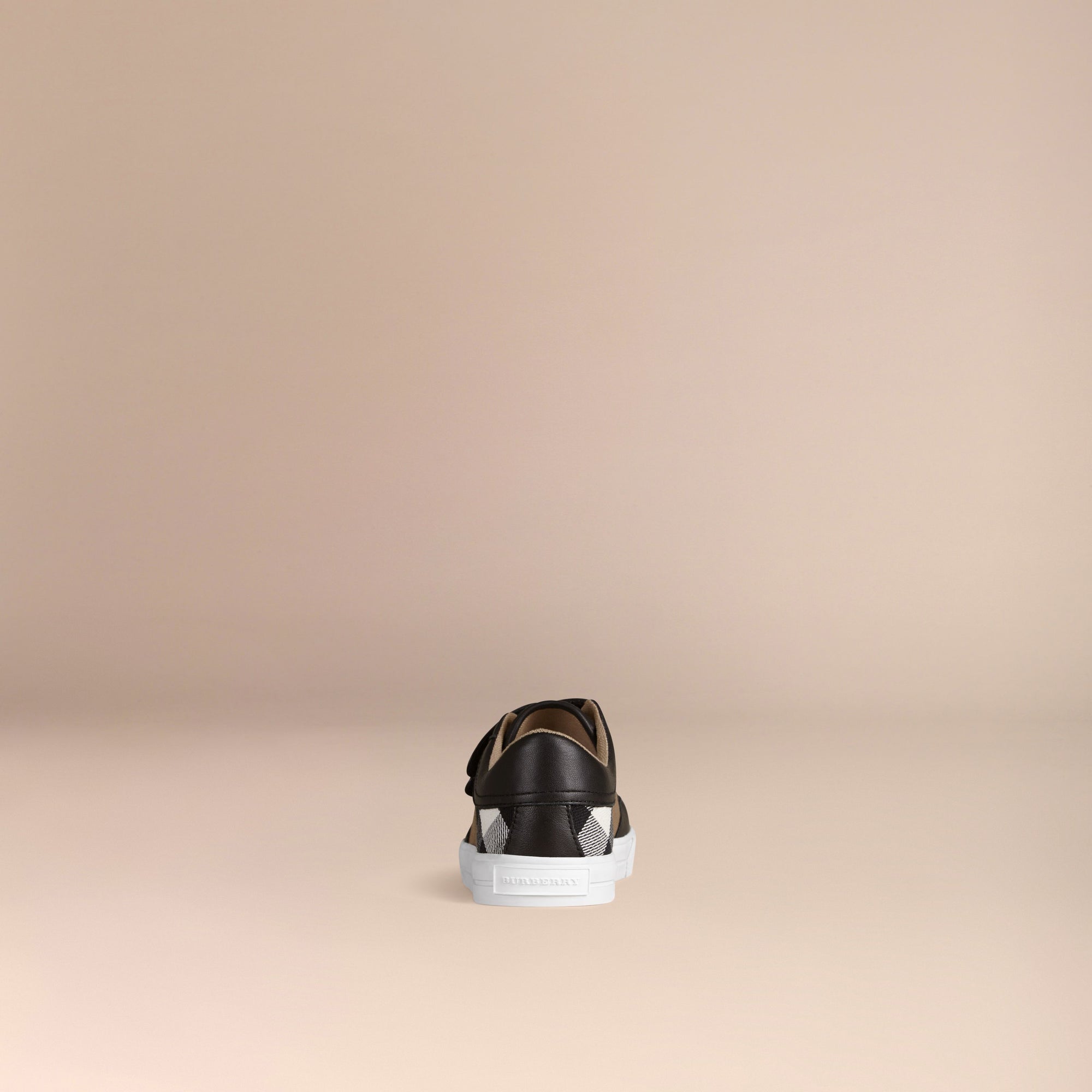 Sneakers en coton House check et cuir - Black