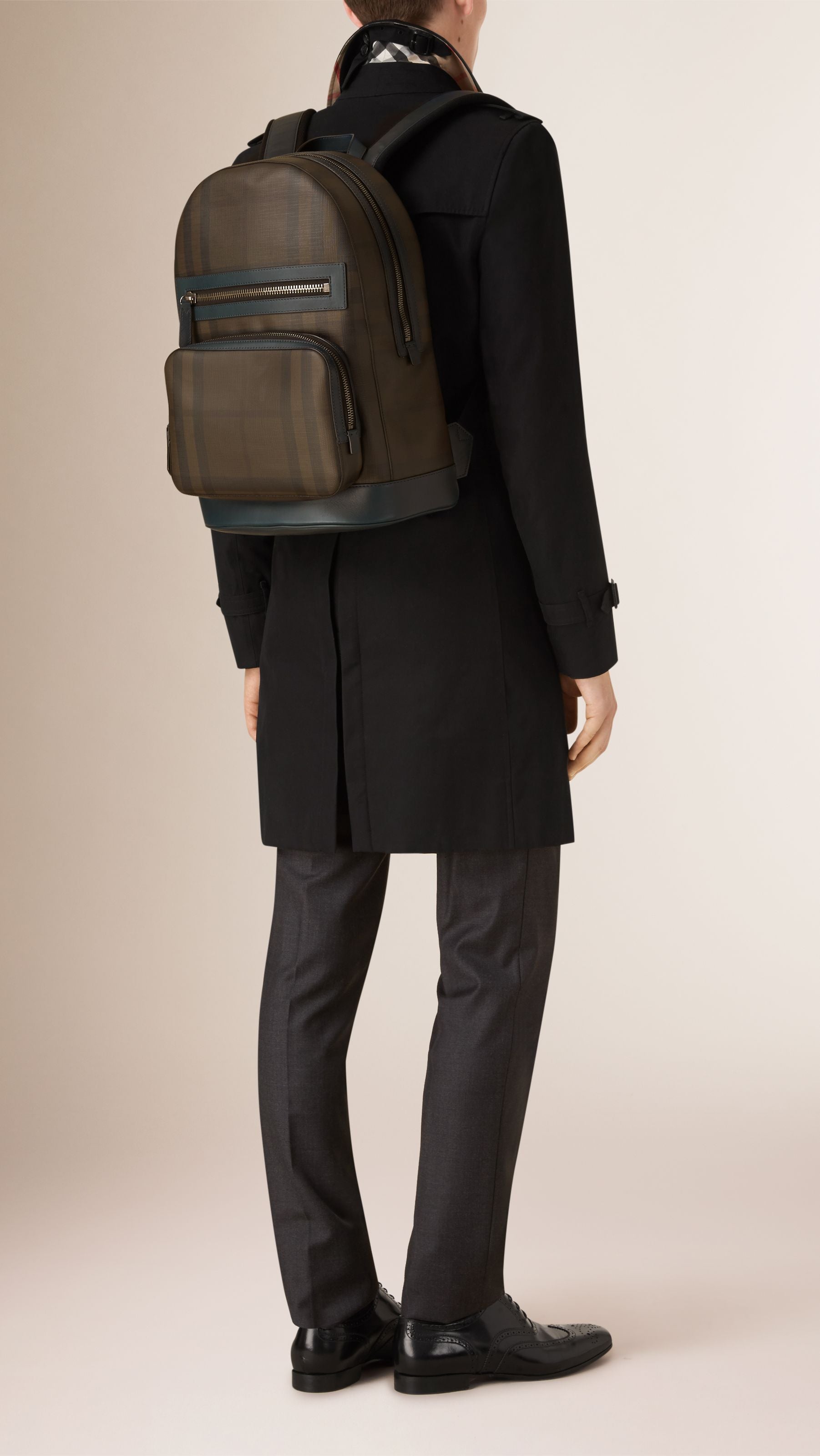 Sac à dos à motif Smoked check - Teal Blue