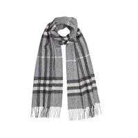 Écharpe en cachemire à motif check classique - Pale Grey