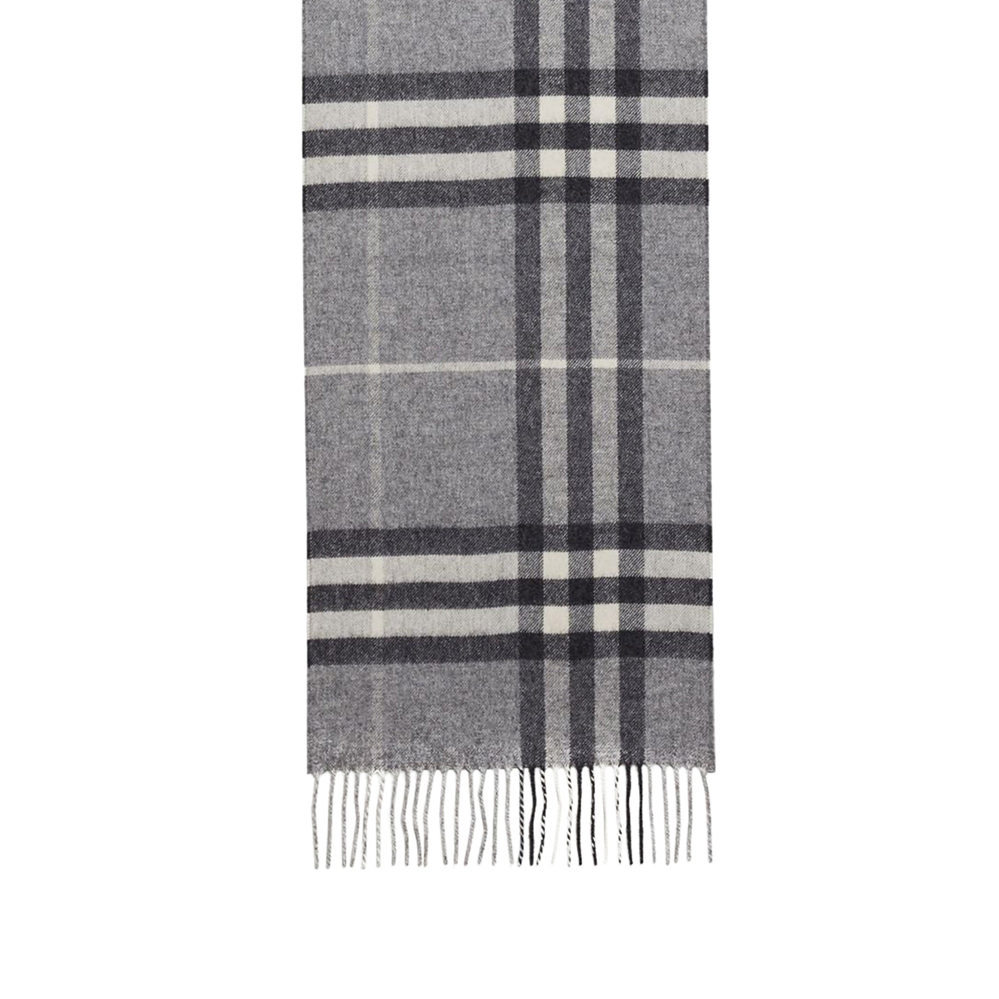 Écharpe en cachemire à motif check classique - Pale Grey