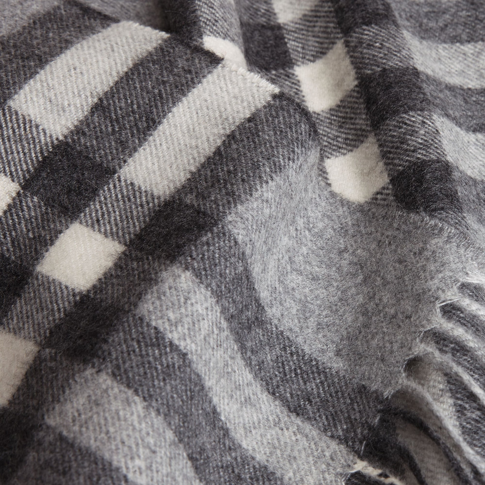 Écharpe en cachemire à motif check classique - Pale Grey