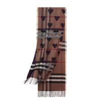 Écharpe en cachemire à motif check classique - Aubergine
