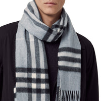 Écharpe classique en cachemire à motif check - Dusty Blue