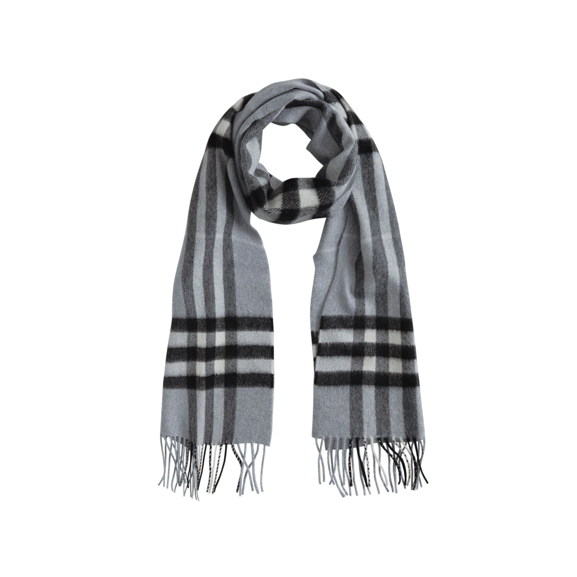 Écharpe classique en cachemire à motif check - Dusty Blue