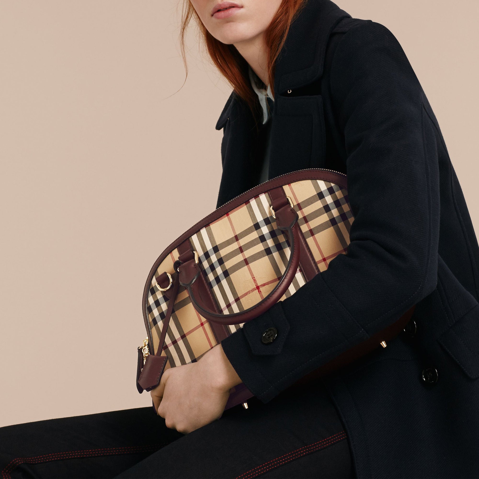 Petit sac The Orchard à motif Horseferry Check - Honey & Deep Claret