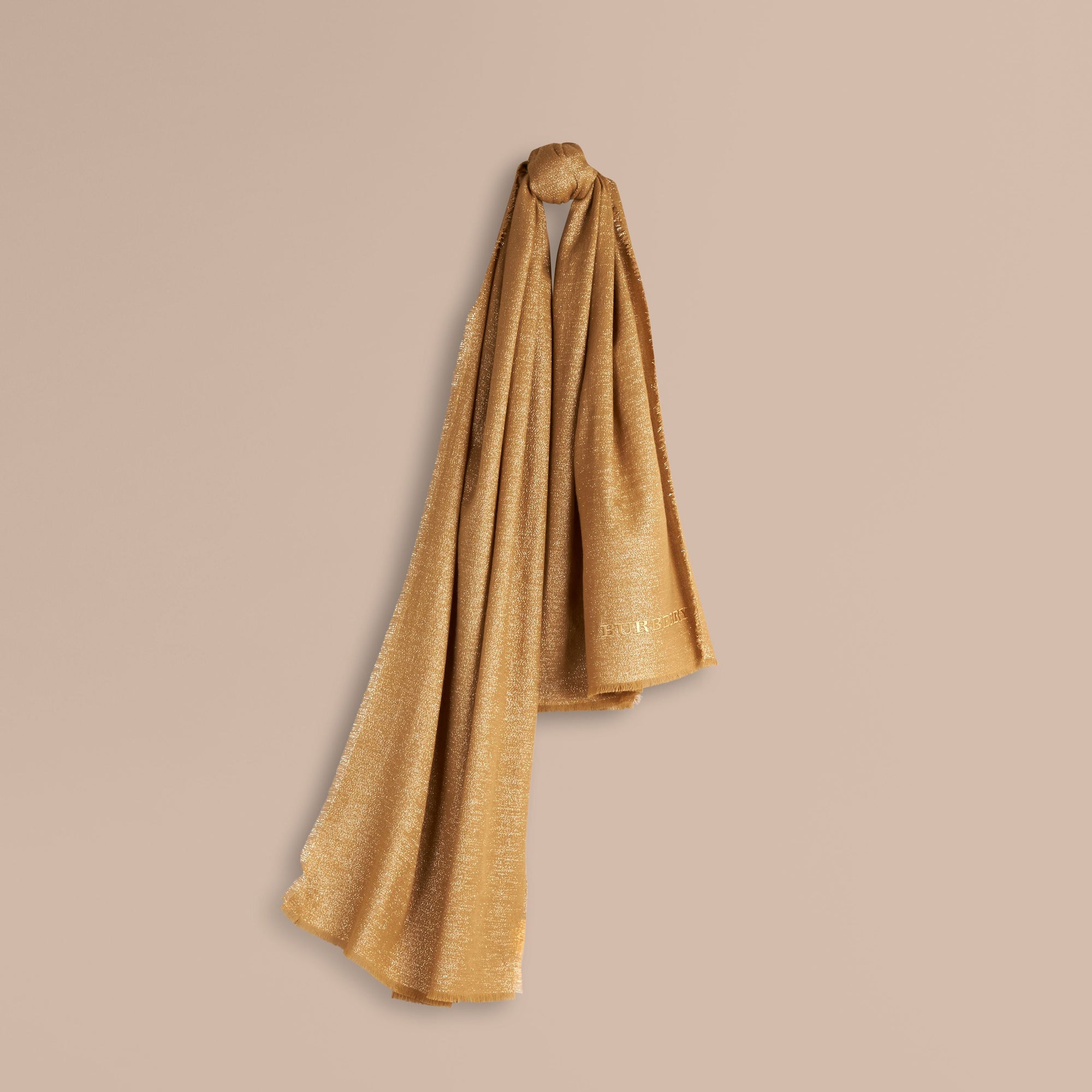 Écharpe légère en cachemire et fibres métalliques mélangés - Gold