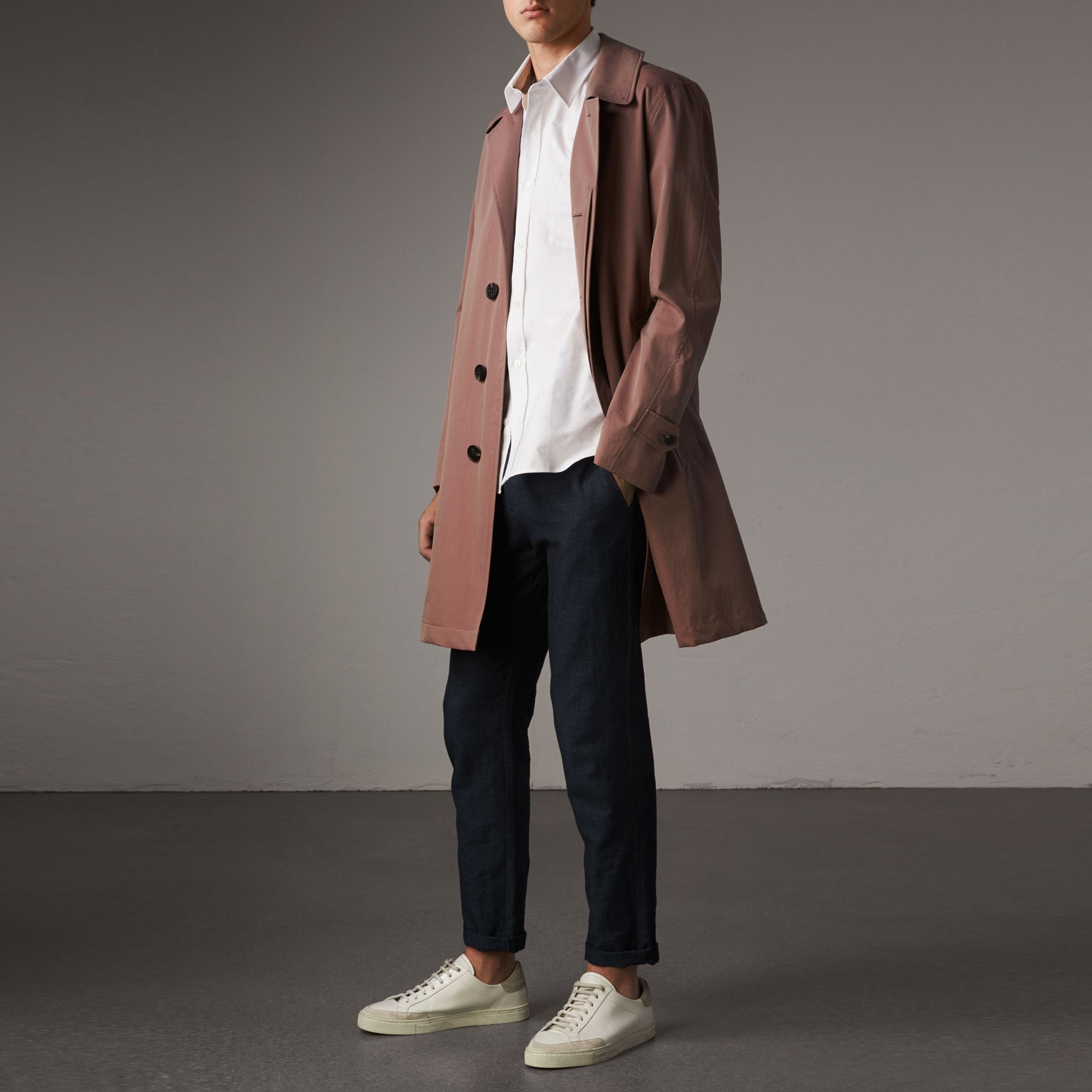 Chemise Oxford en coton à manches courtes et détails check - White