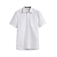Chemise Oxford en coton à manches courtes et détails check - White
