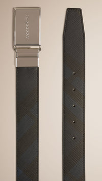 Ceinture classique check ton sur ton - Navy & Black