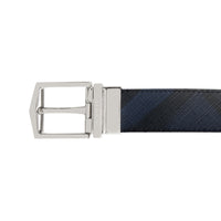 Ceinture réversible en tissu London check et cuir - Navy & Black