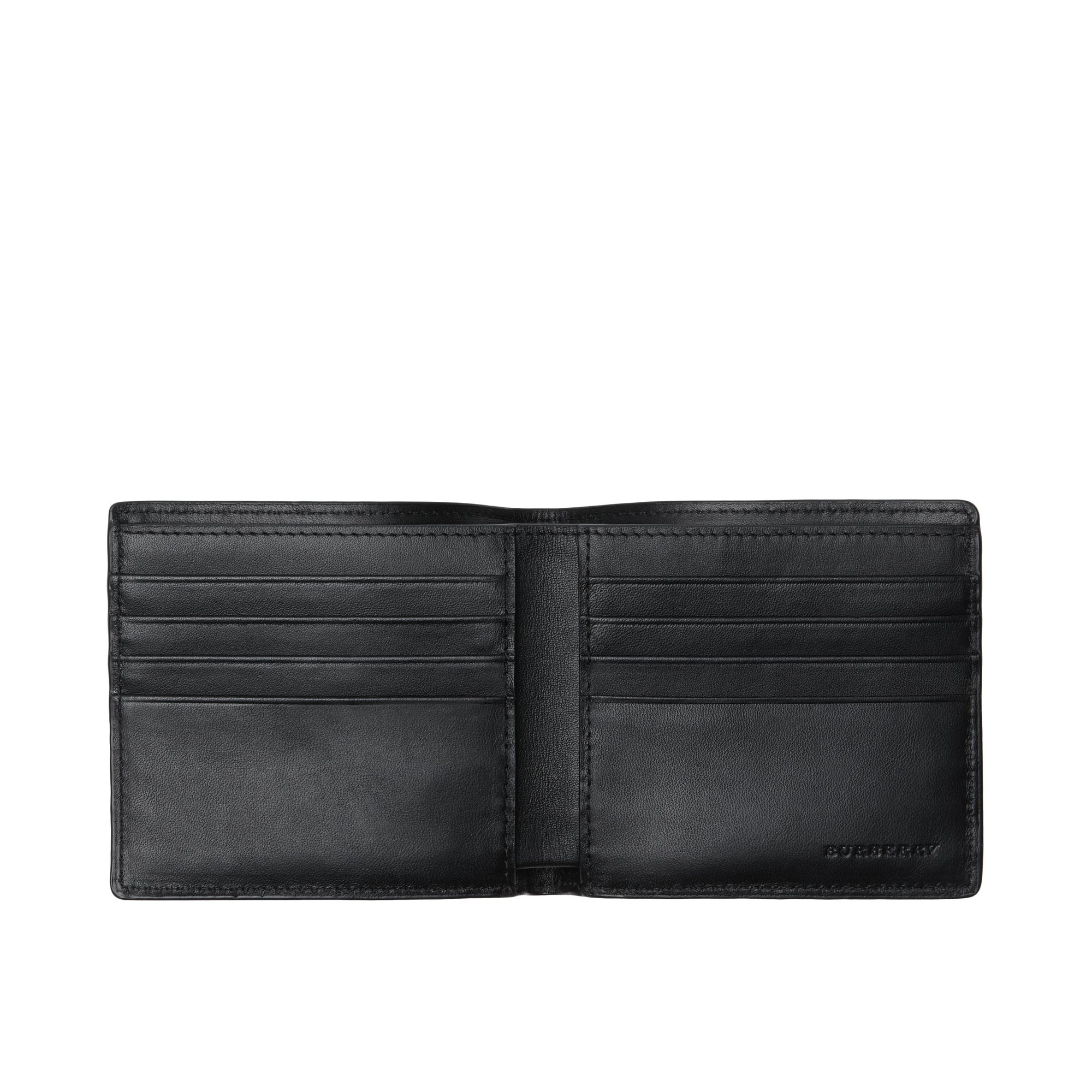 Portefeuille à rabat multidevise en tissu London check - Navy & Black
