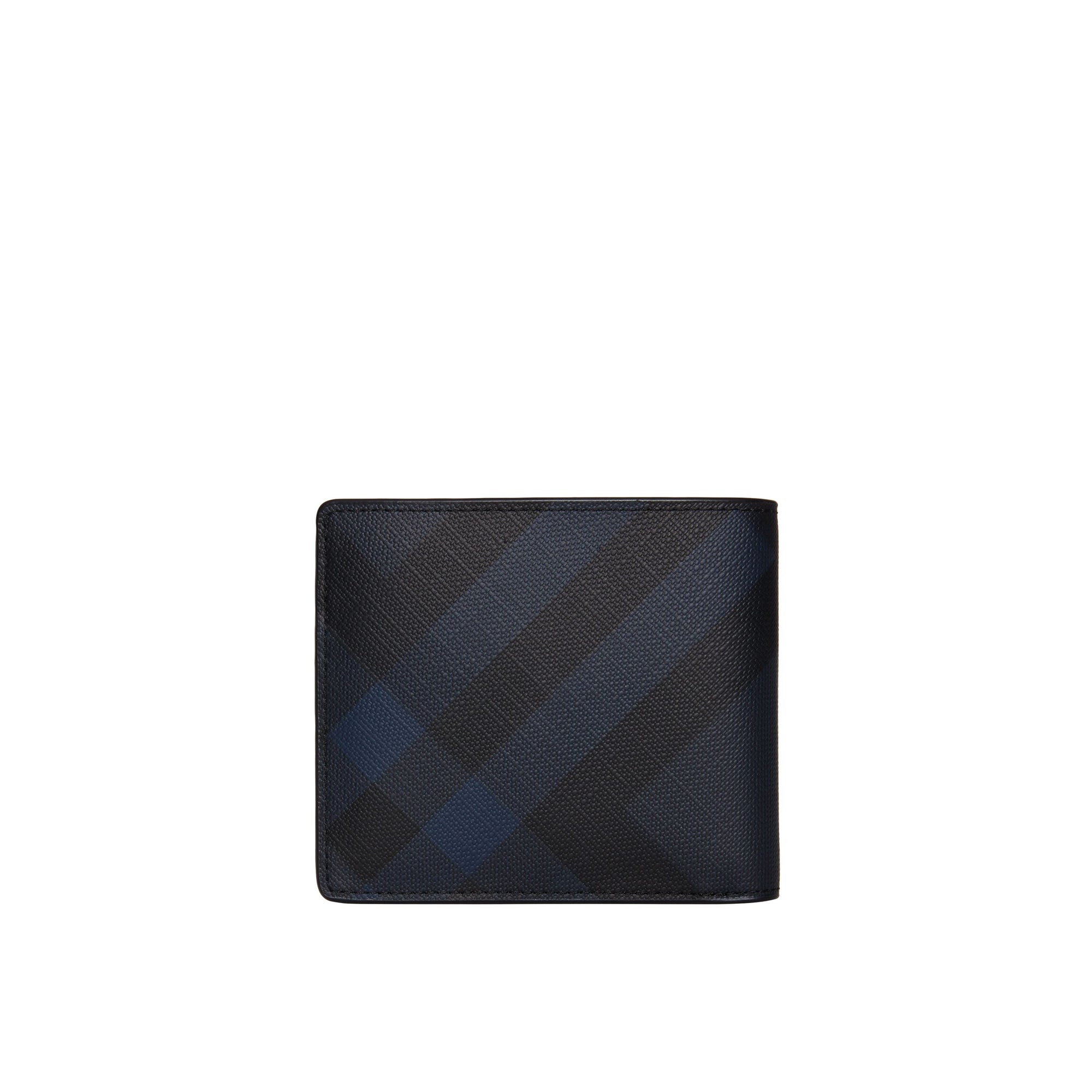 Portefeuille à rabat multidevise en tissu London check - Navy & Black