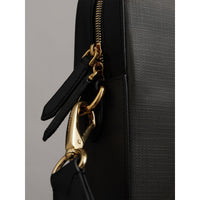 Attaché-case medium à motif London check avec éléments en cuir - Chocolate & Black