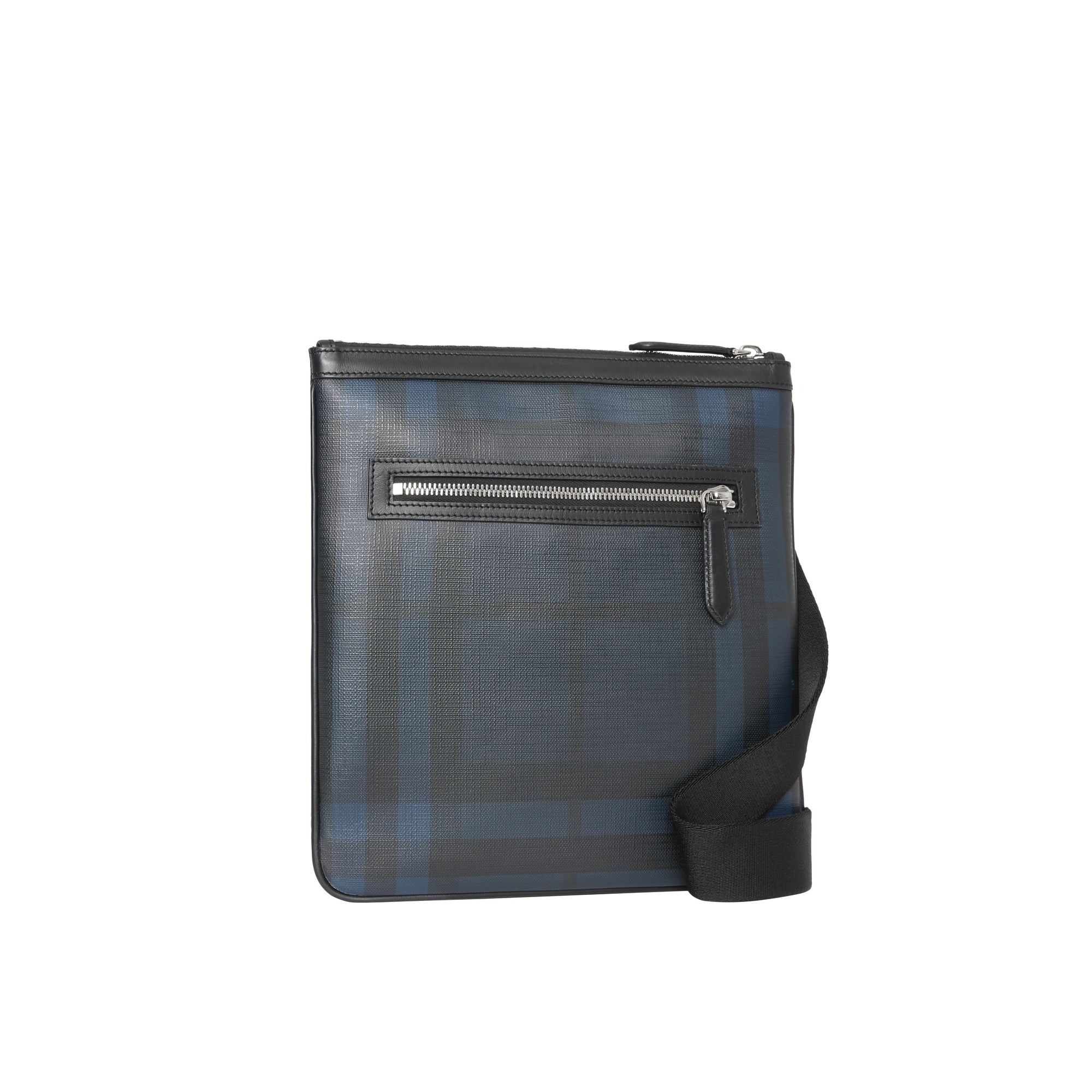 Sac à bandoulière à motif Smoked check avec éléments en cuir - Navy & Black