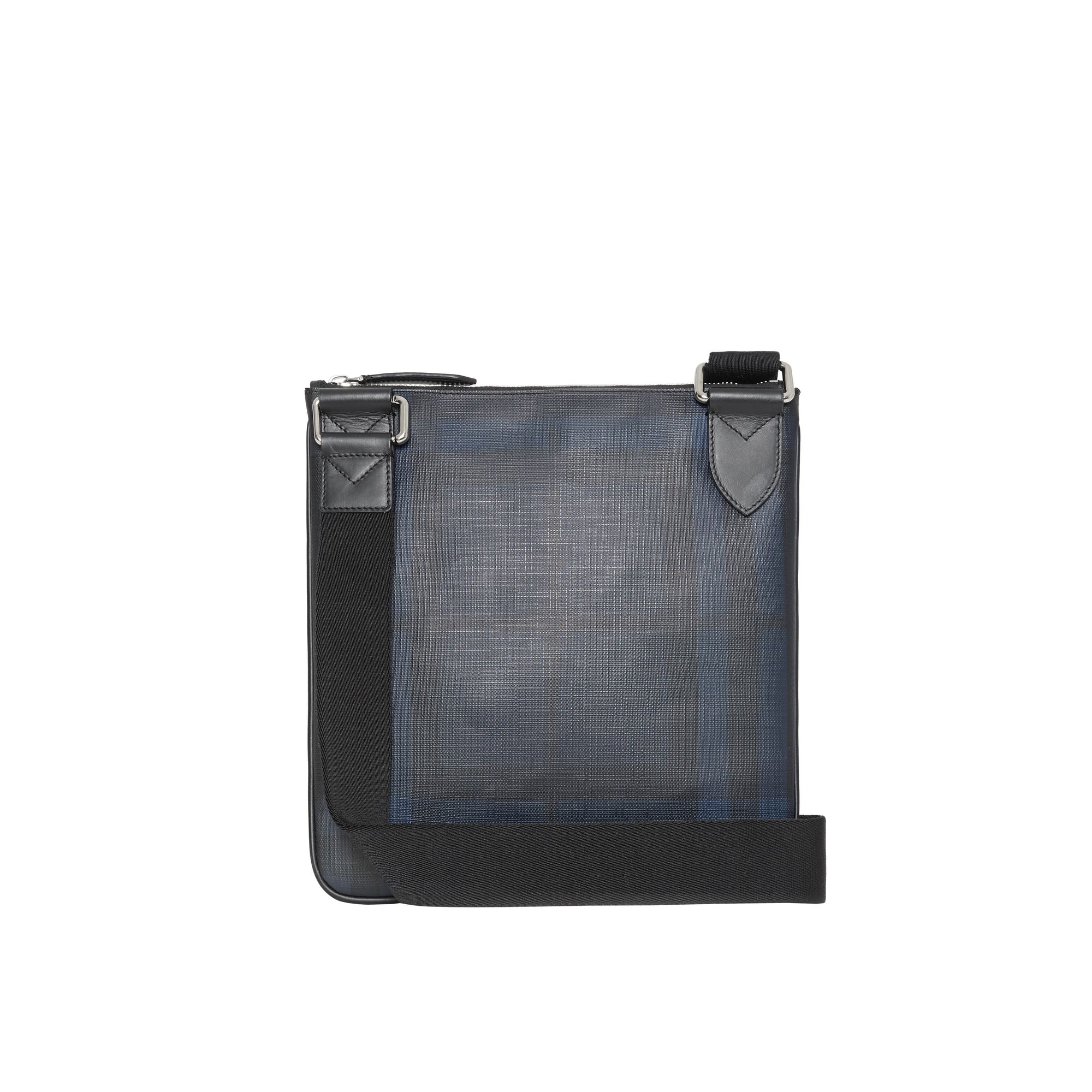 Sac à bandoulière à motif Smoked check avec éléments en cuir - Navy & Black