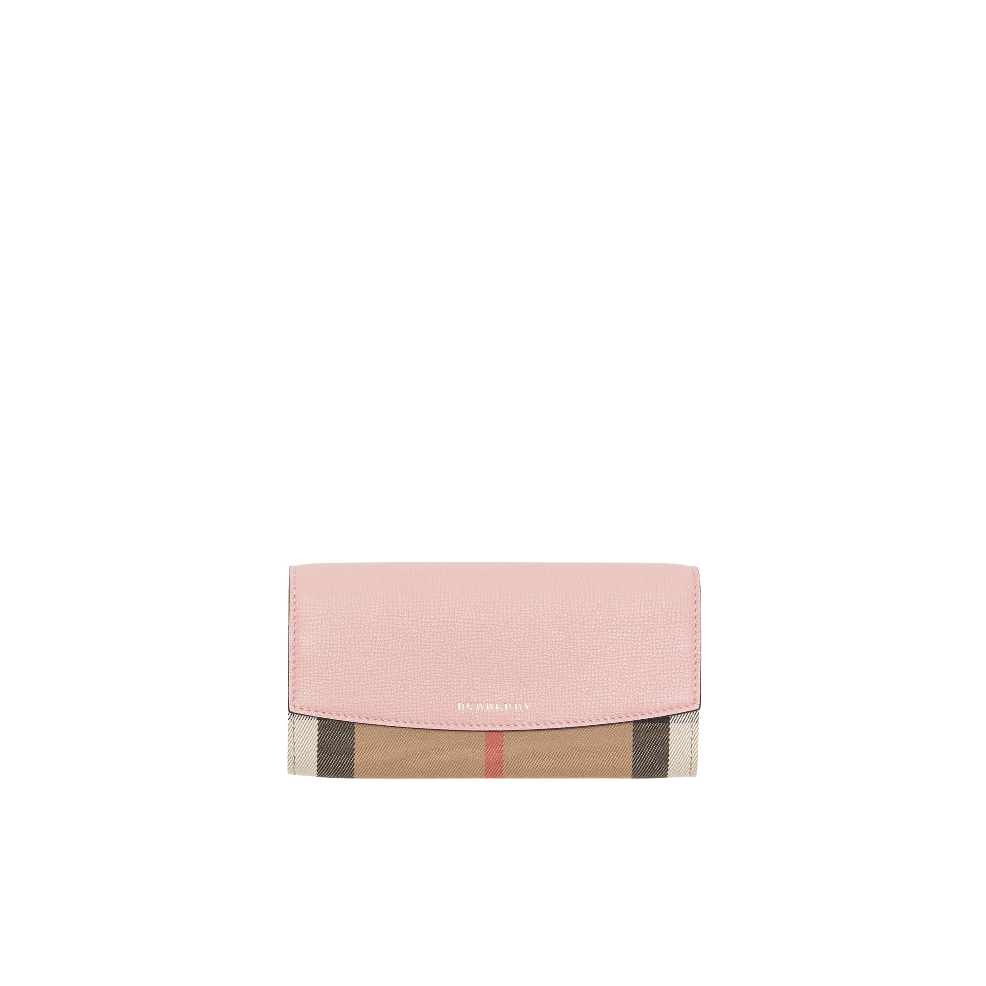 Portefeuille continental en coton House check et cuir - Pale Orchid
