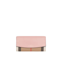 Portefeuille continental en coton House check et cuir - Pale Orchid