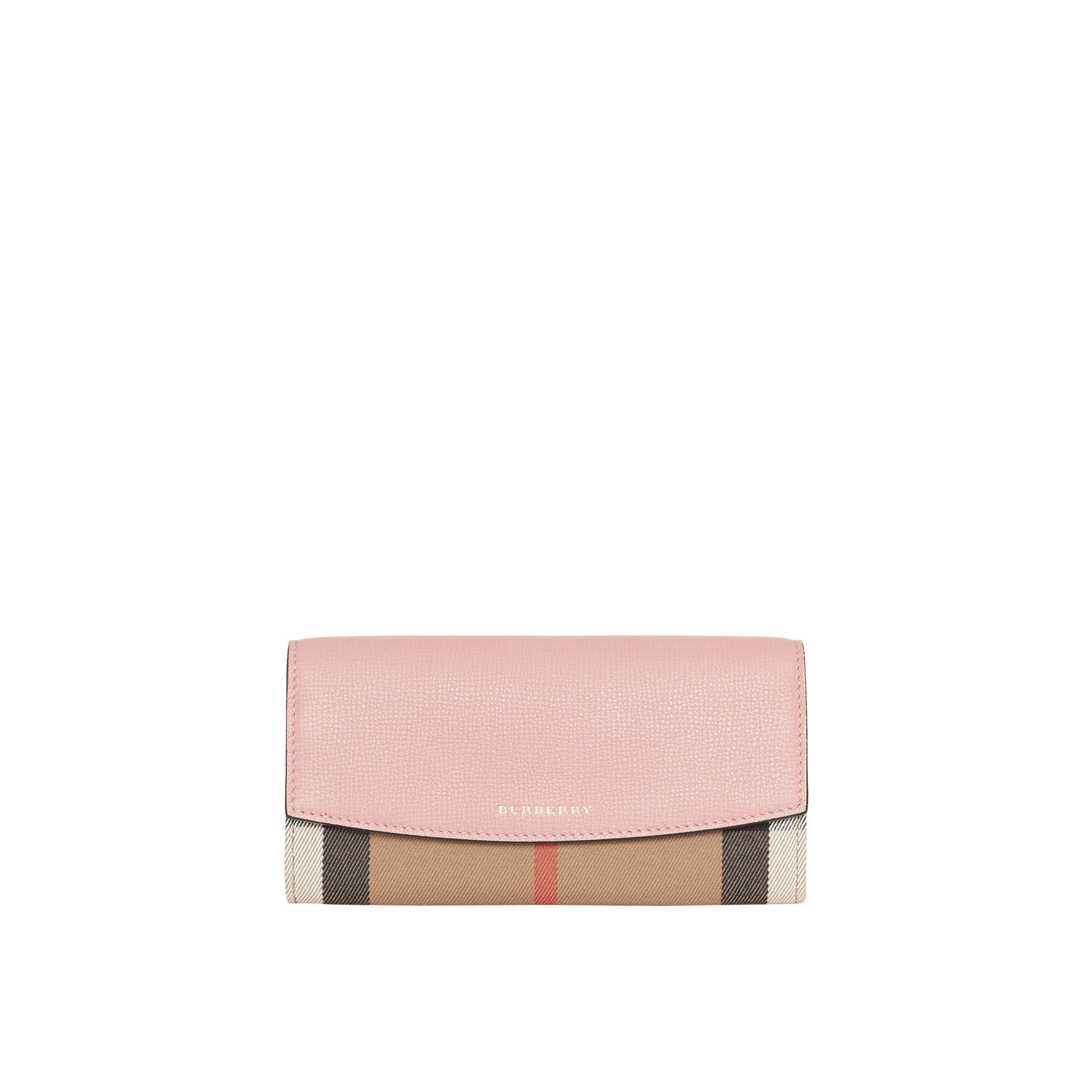 Portefeuille continental en coton House check et cuir - Pale Orchid