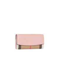 Portefeuille continental en coton House check et cuir - Pale Orchid