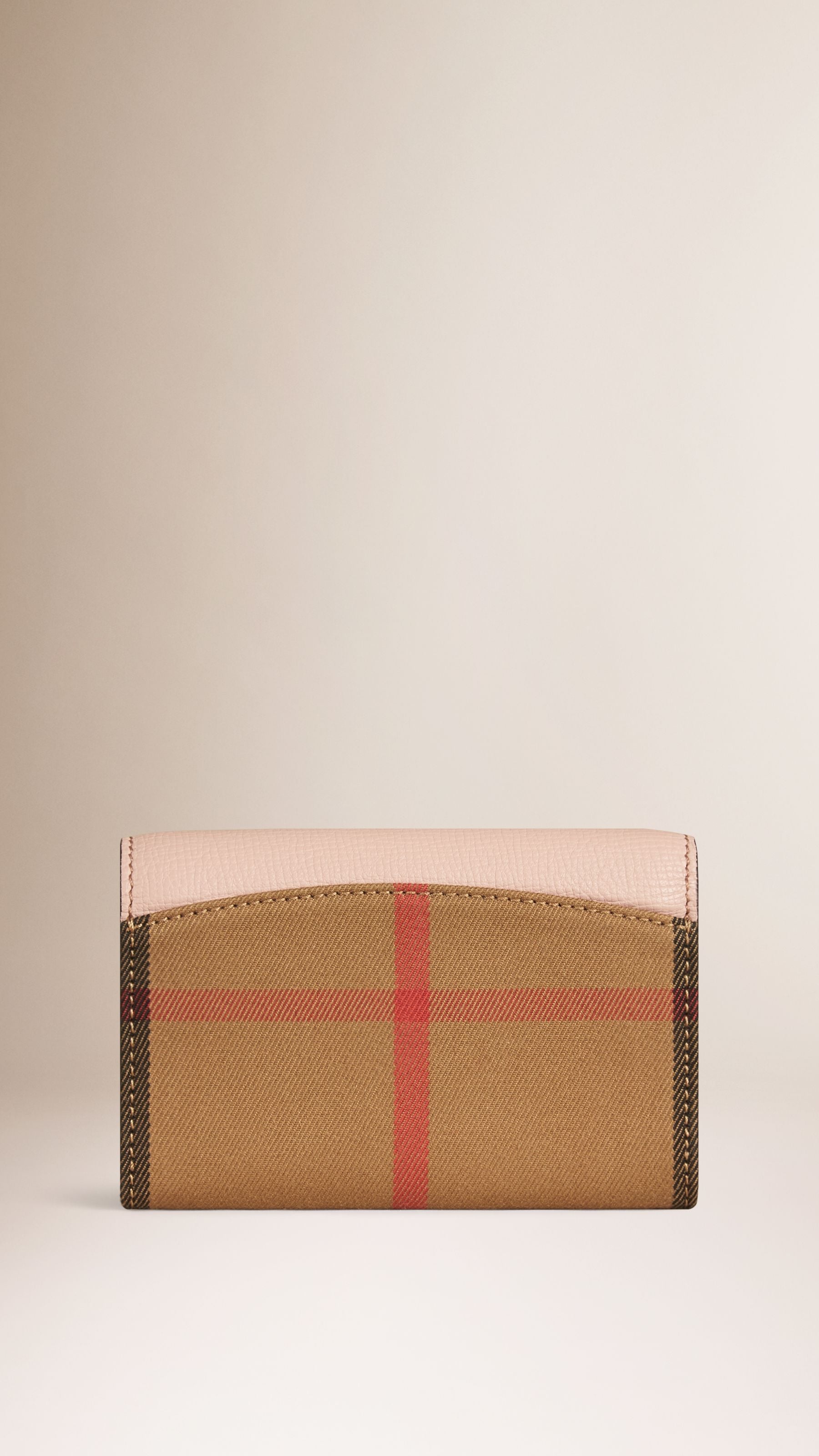 Portefeuille continental en coton House check et cuir - Pale Orchid
