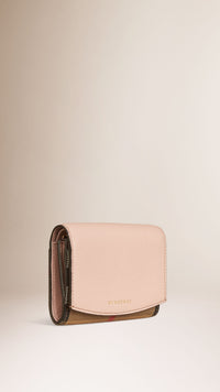Portefeuille continental en coton House check et cuir - Pale Orchid