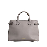 Sac The Banner medium en cuir et coton House check - Light Grey Melange