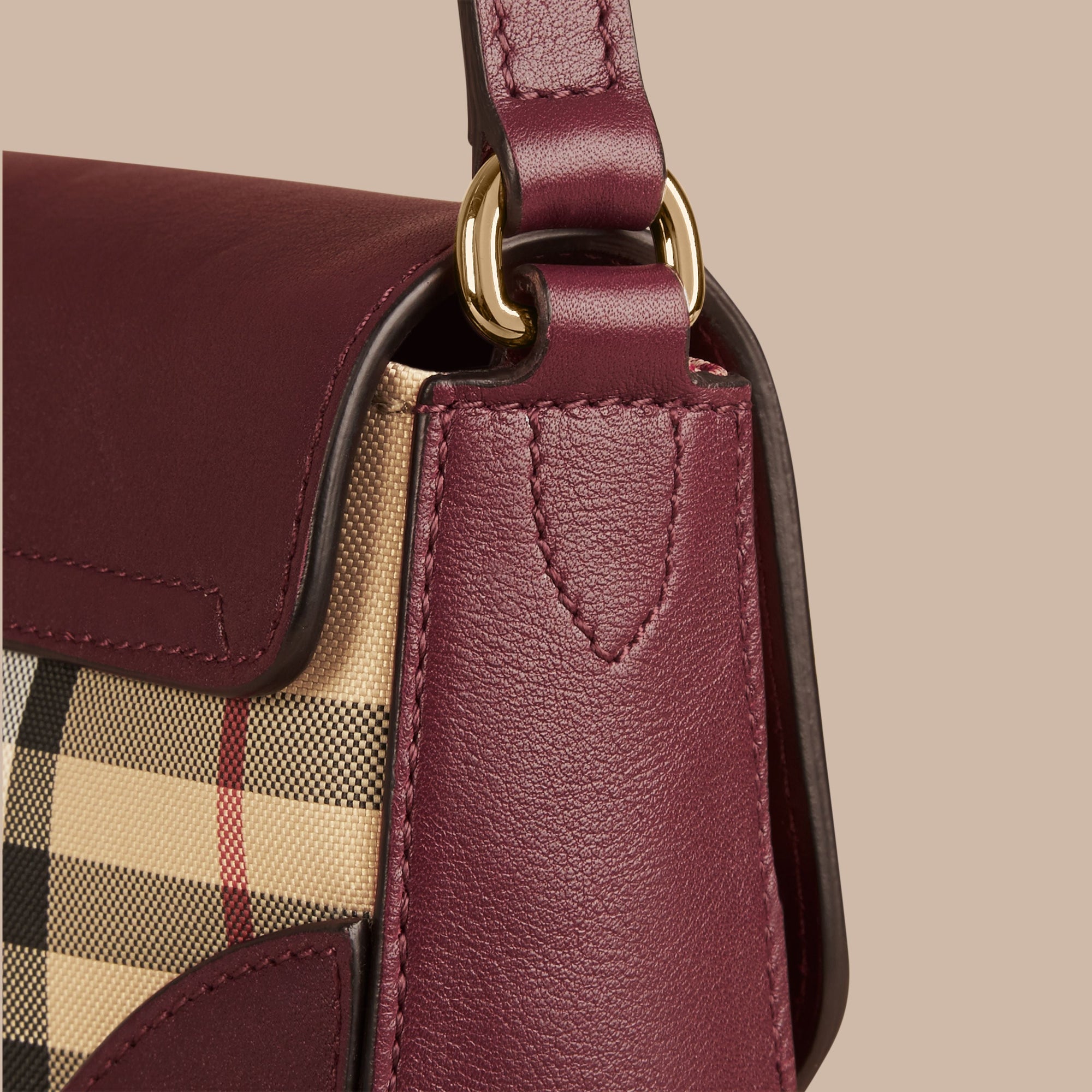 Petit sac à bandoulière en cuir - Honey & Deep Claret
