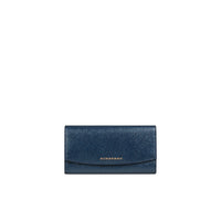 Portefeuille continental en cuir London verni - Blue Carbon