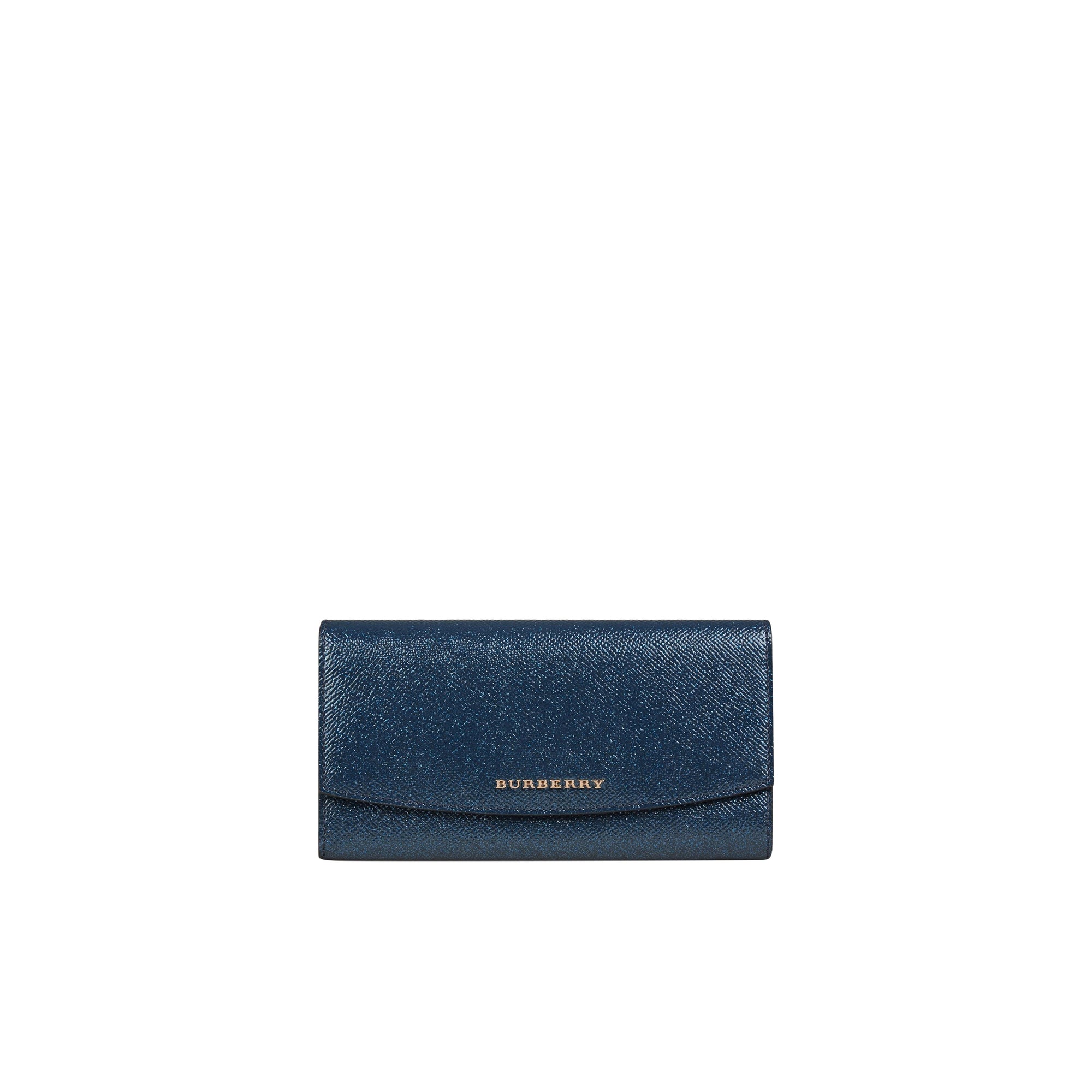 Portefeuille continental en cuir London verni - Blue Carbon