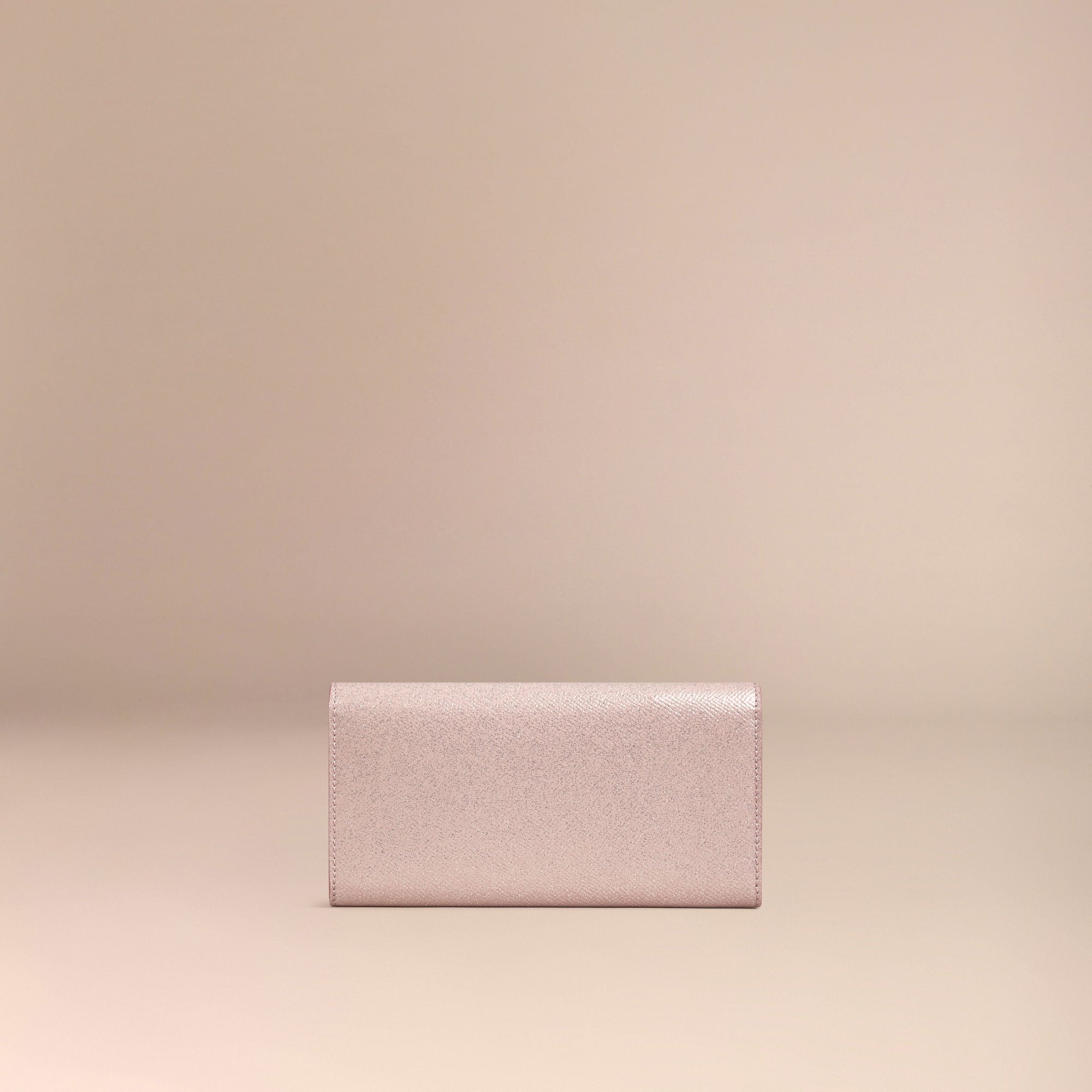 Portefeuille continental en cuir London verni à paillettes - Pale Orchid
