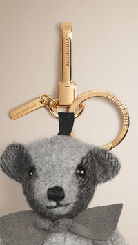 Bijou porte-clés Thomas Bear en cachemire à motif check - Pale Grey