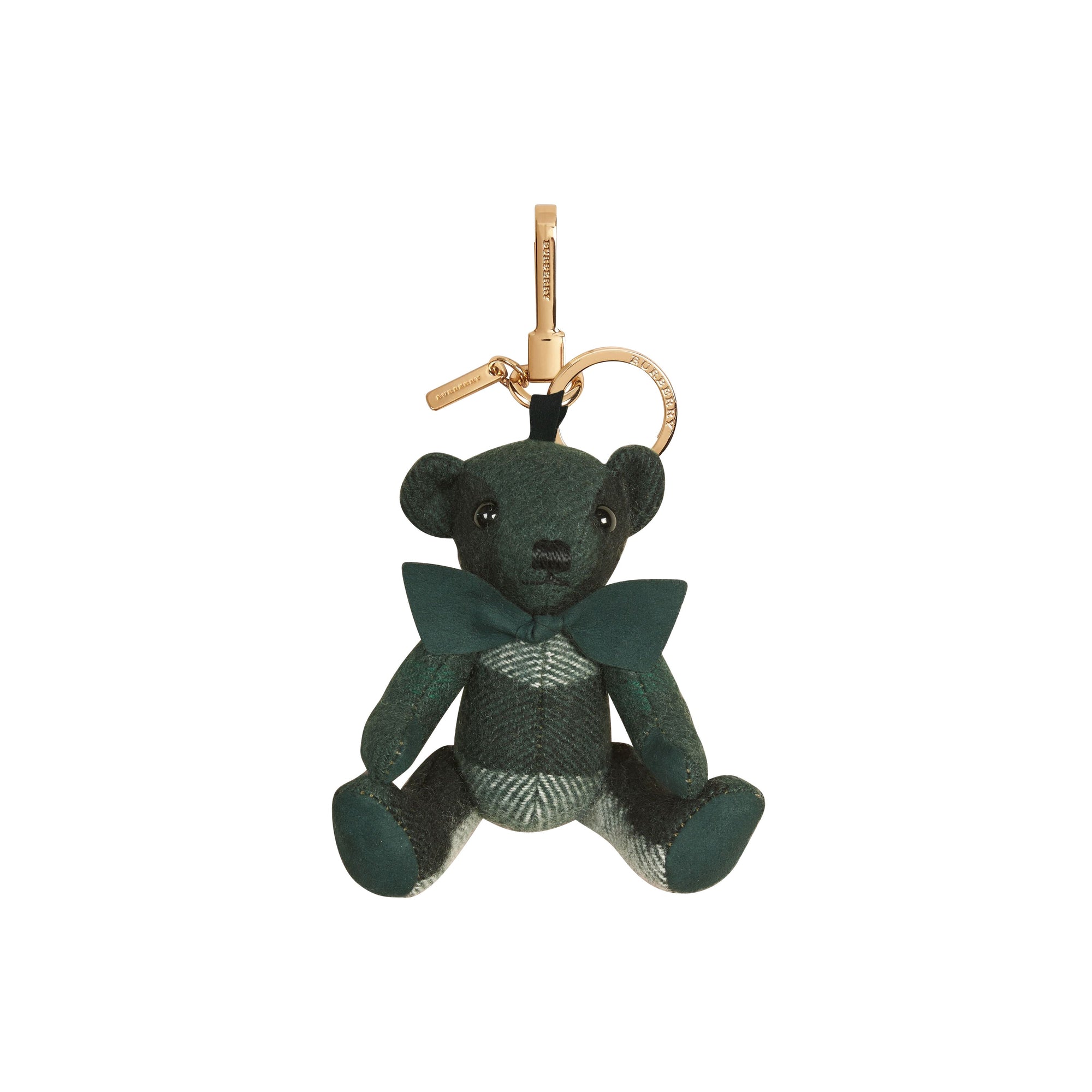Bijou porte-clés Thomas Bear en cachemire à motif check - Dark Forest Green