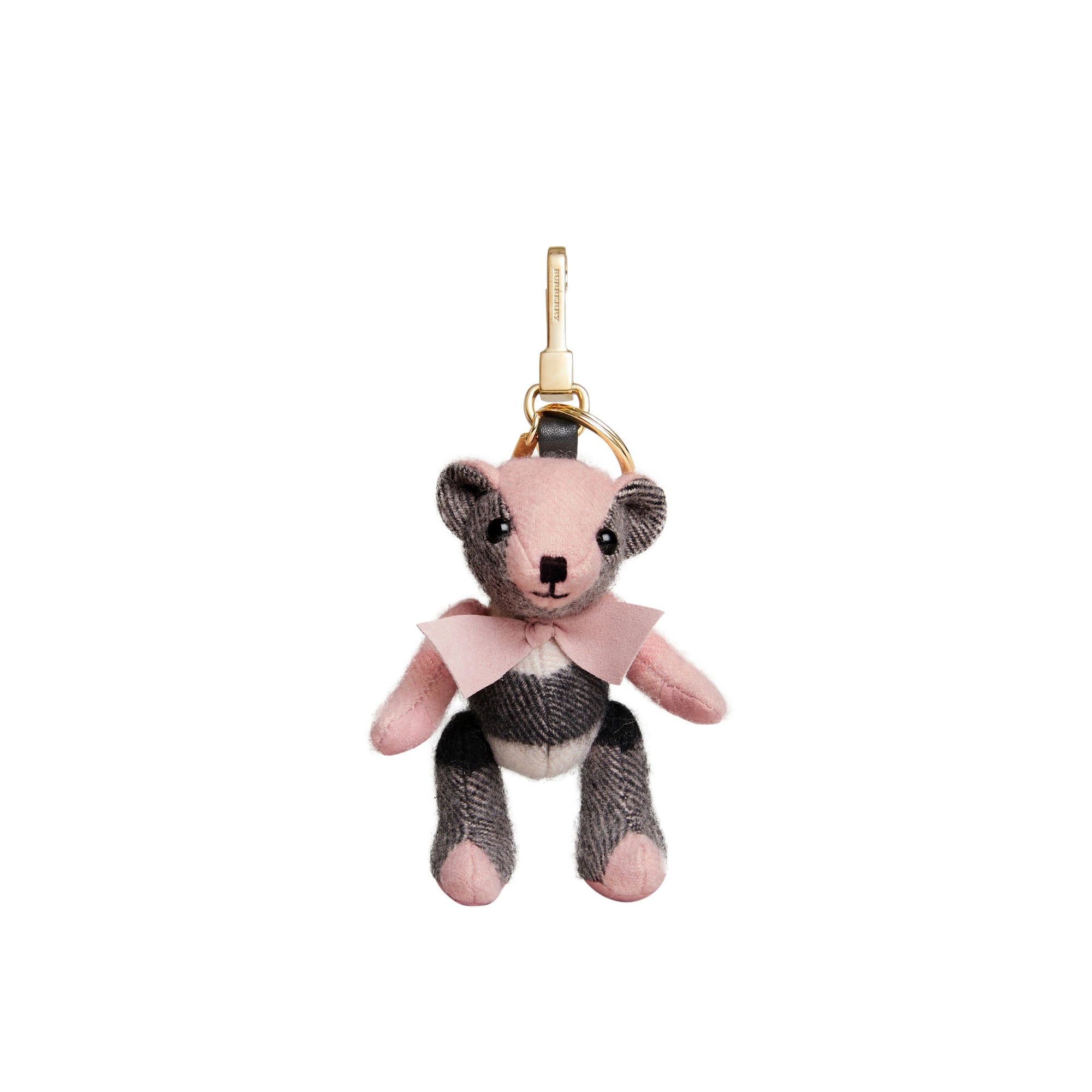 Bijou porte-clés Thomas Bear en cachemire à motif check - Ash Rose