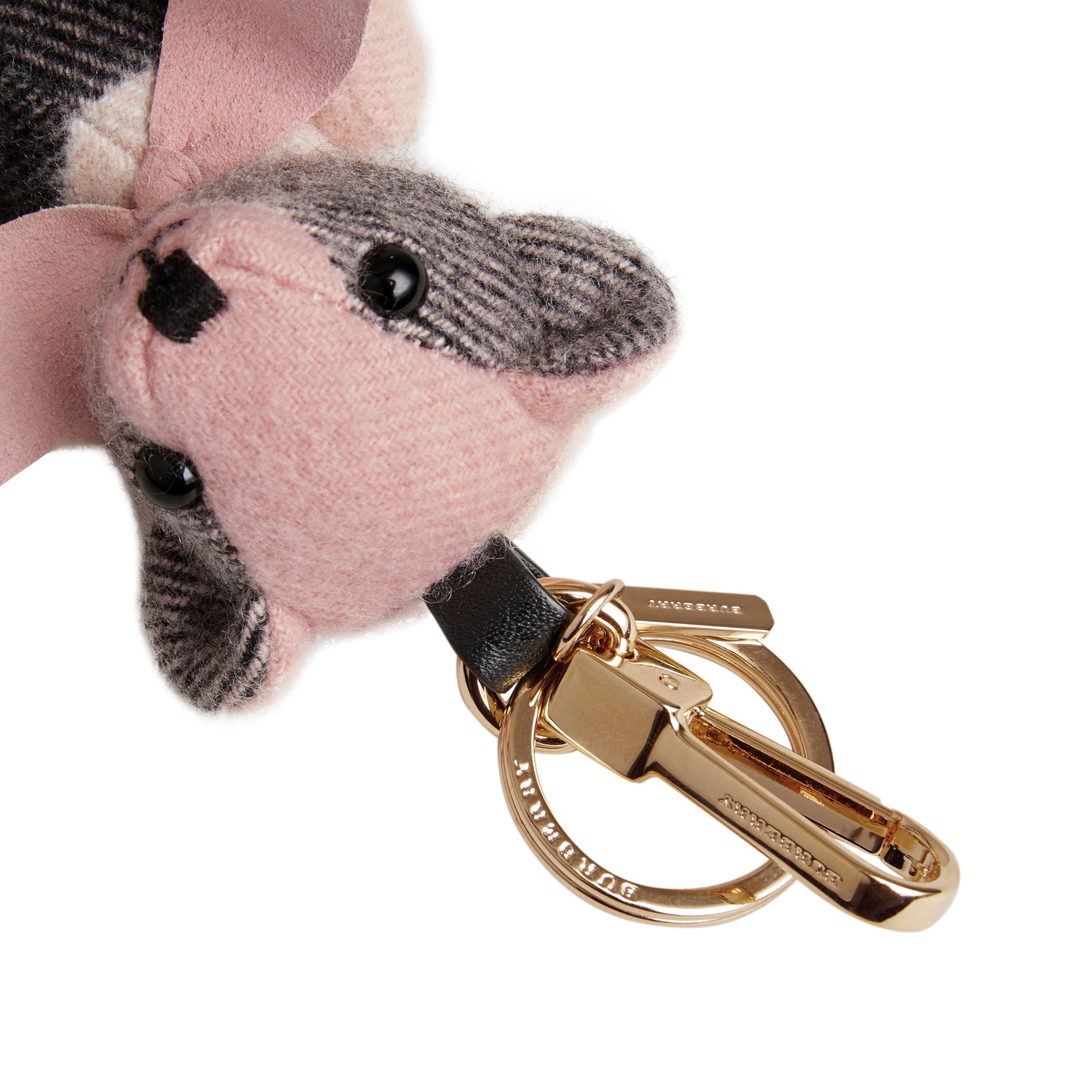 Bijou porte-clés Thomas Bear en cachemire à motif check - Ash Rose