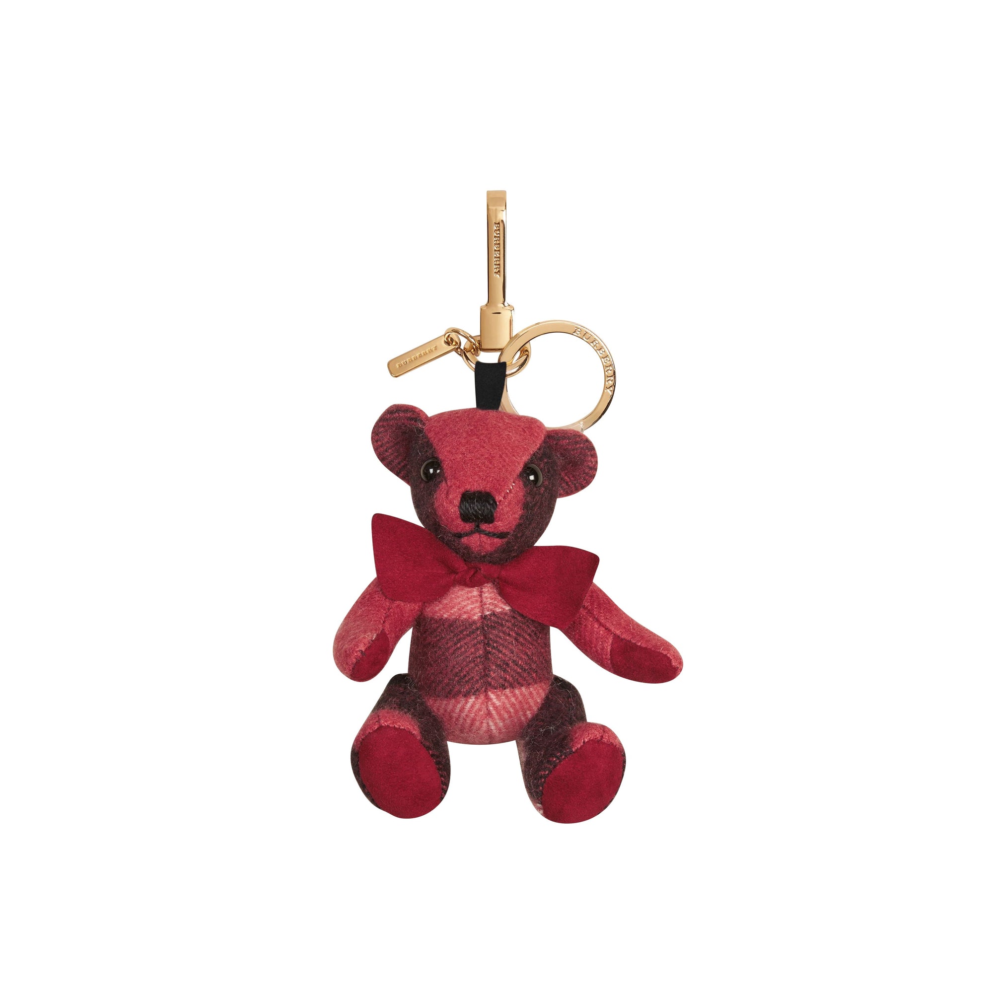 Bijou porte-clés Thomas Bear en cachemire à motif check - Blush Pink
