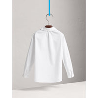 Chemise en coton extensible avec col Claudine - White