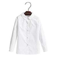 Chemise en coton extensible avec col Claudine - White