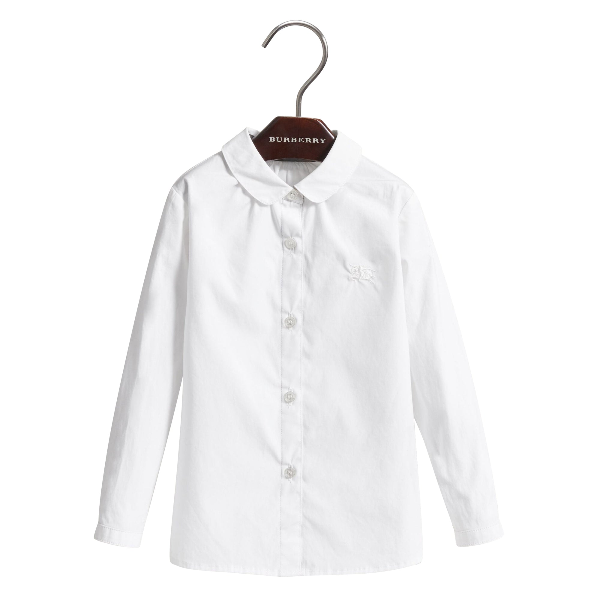 Chemise en coton extensible avec col Claudine - White