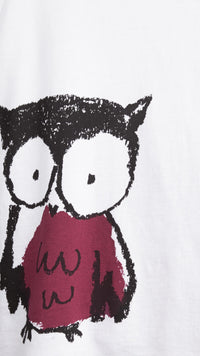 T-shirt en coton avec imprimé Hibou - Berry Pink