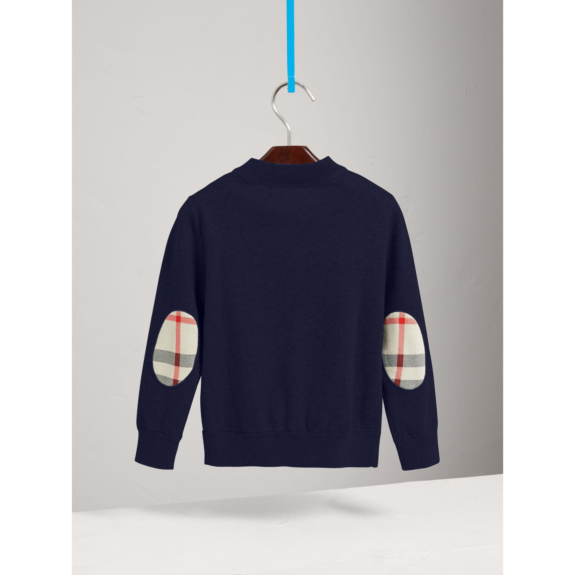 Cardigan bomber avec coudières à motif check - Navy
