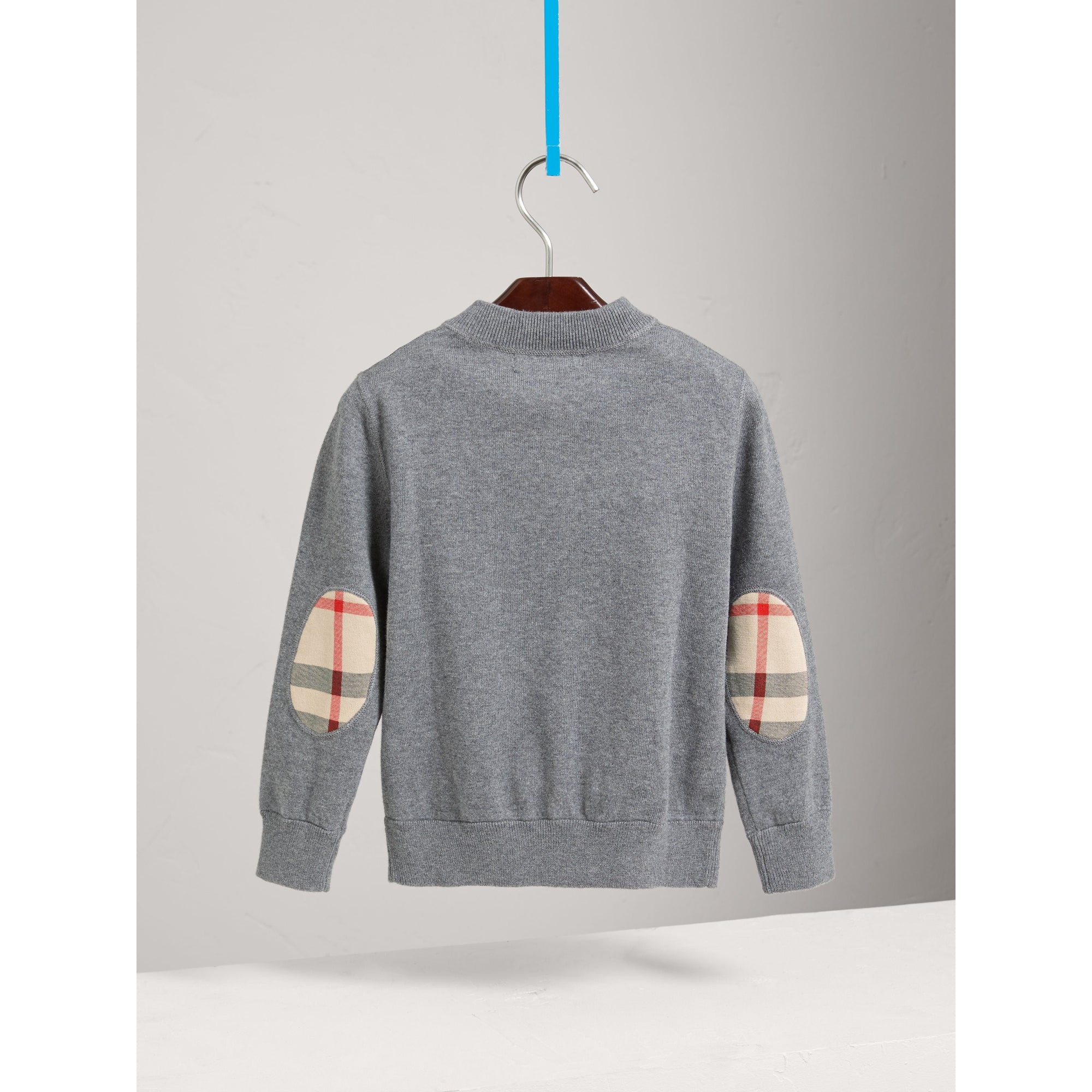 Cardigan bomber avec coudières à motif check - Mid Grey Melange