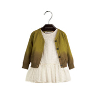 Cardigan en soie et coton teint par immersion - Dark Lime
