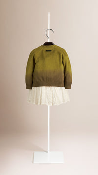 Cardigan en soie et coton teint par immersion - Dark Lime