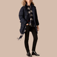 Parka rembourrée en duvet avec bordure en fourrure - Navy