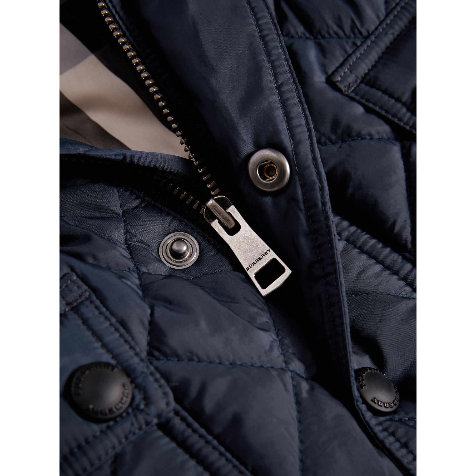 Veste matelassée avec détails check - Ink Blue
