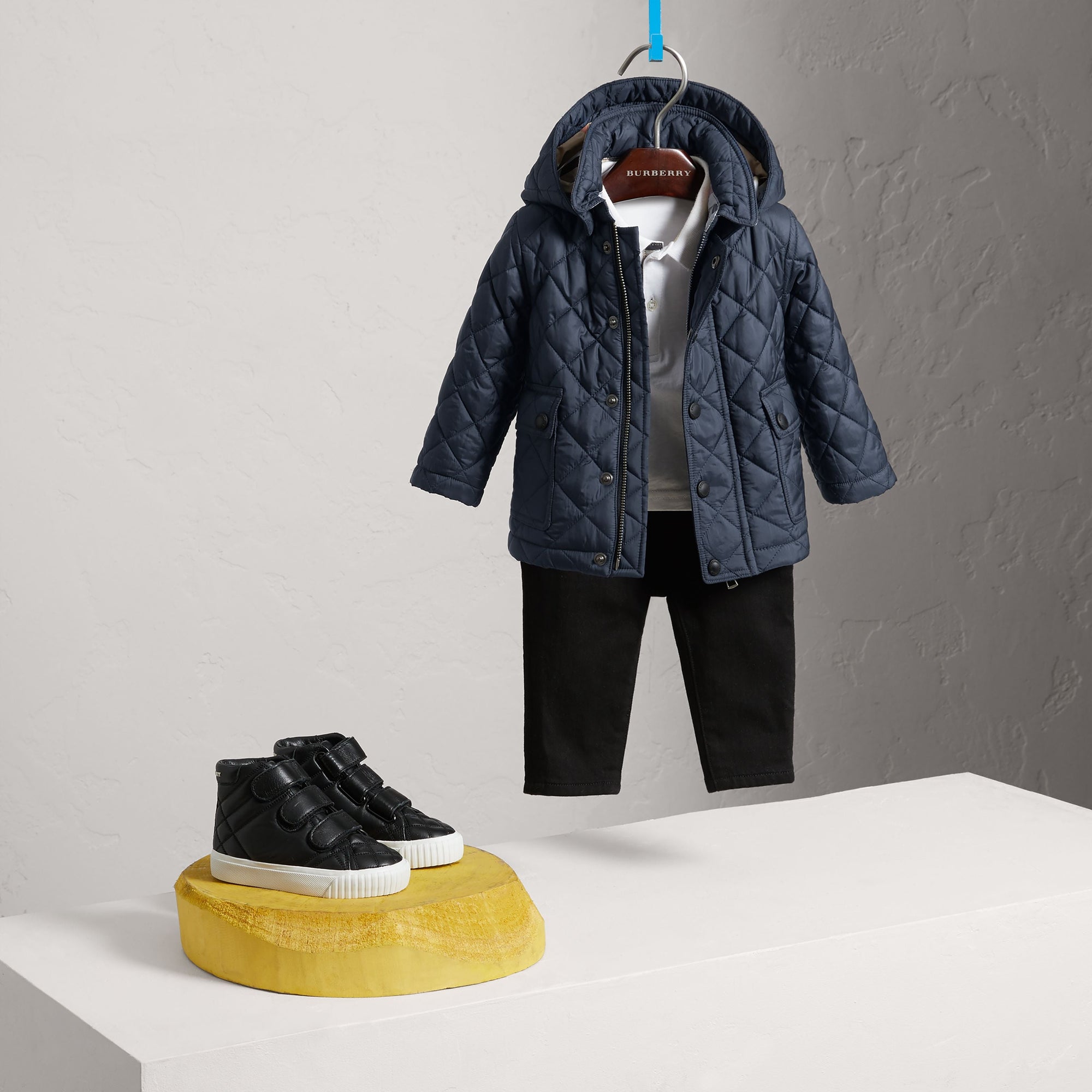 Veste matelassée avec détails check - Ink Blue