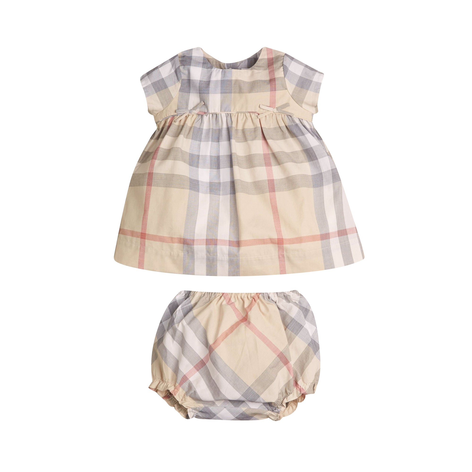 Robe et bloomer en coton à motif check - Pale Stone