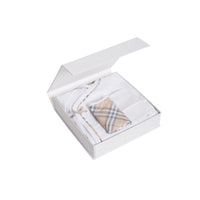 Coffret cadeau bébé trois pièces en coton à motif check - White